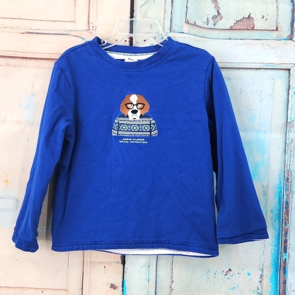 Janie and Jack Blue & White Reversible Dog Shirt - Picture 1 of 7